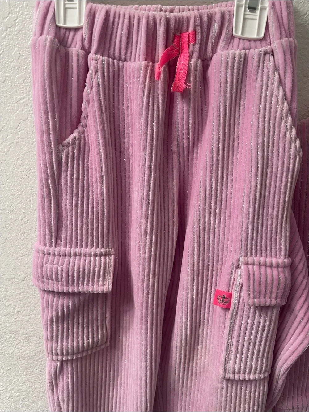Juicy Couture Girls' Light Pink Corduroy Hoodie & Cargo Joggers Set